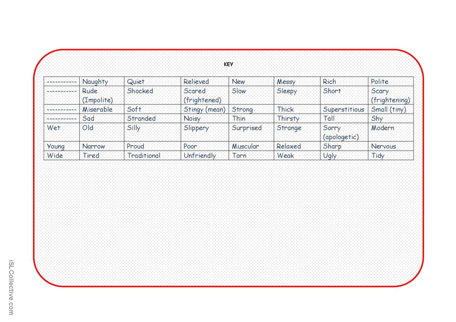 ADJECTIVES M Z Français FLE fiches pedagogiques pdf doc