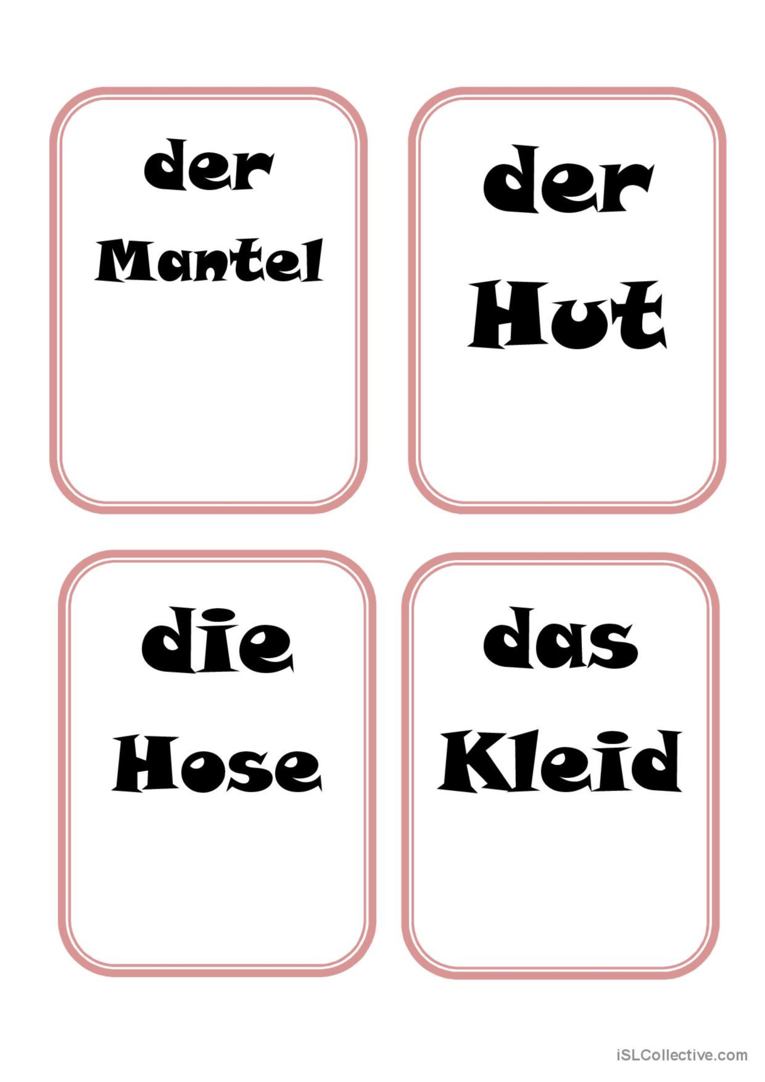 Kleidung Wort Flash Karten Domino Deutsch Daf Arbeitsbl Tter Pdf Doc