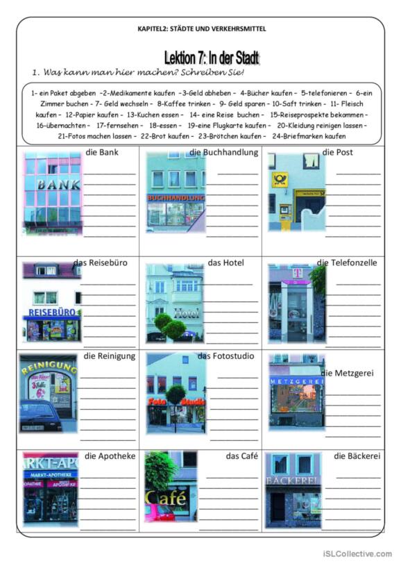 Stadt Deutsch Daf Arbeitsbl Tter Pdf Doc