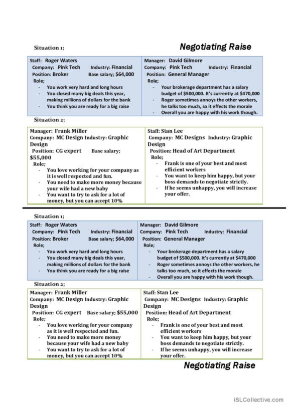 20 Negotiation English ESL Worksheets Pdf Doc