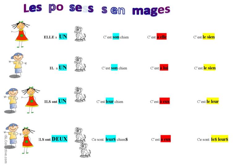 Possessifs En Images Guide Fran Ais Fle Fiches Pedagogiques Pdf Doc