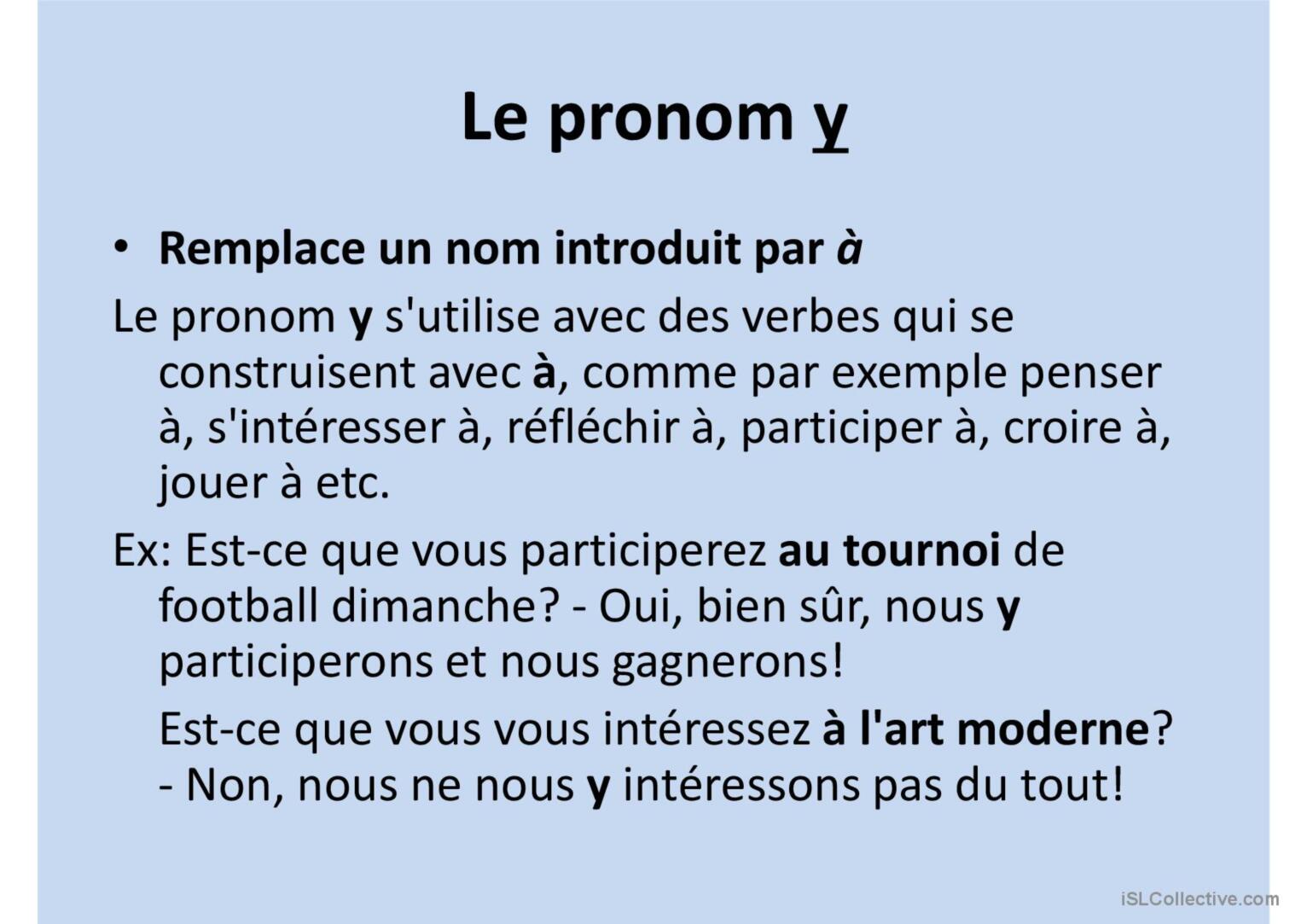 Pronoms en et y Français FLE powerpoints