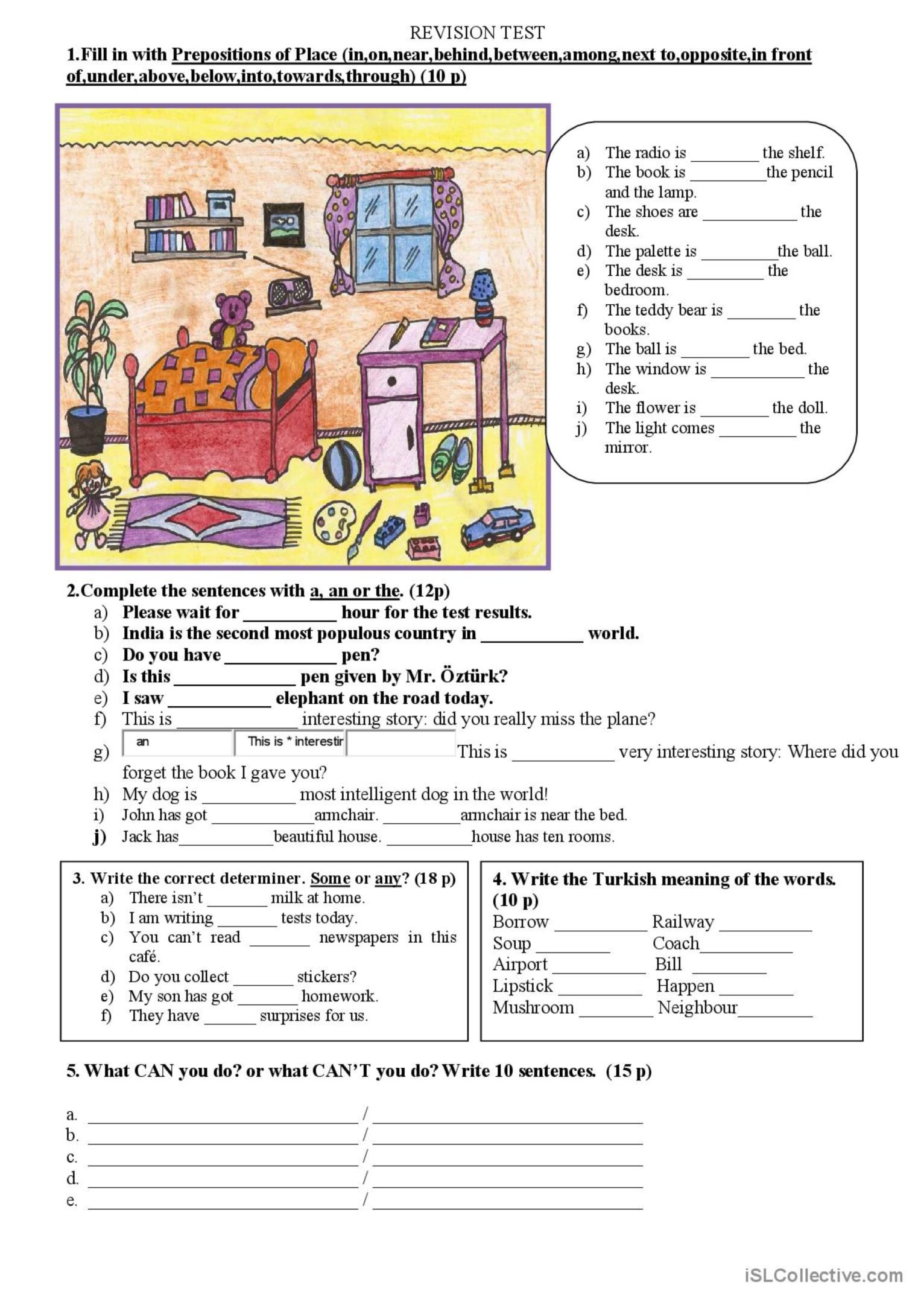 REVISION TEST English ESL Worksheets Pdf Doc