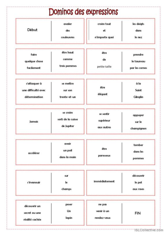 67 Dominos Français FLE fiches pedagogiques pdf doc