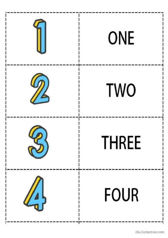 Numbers Ordinal Numbers Vocabulary Flashcards And Domino