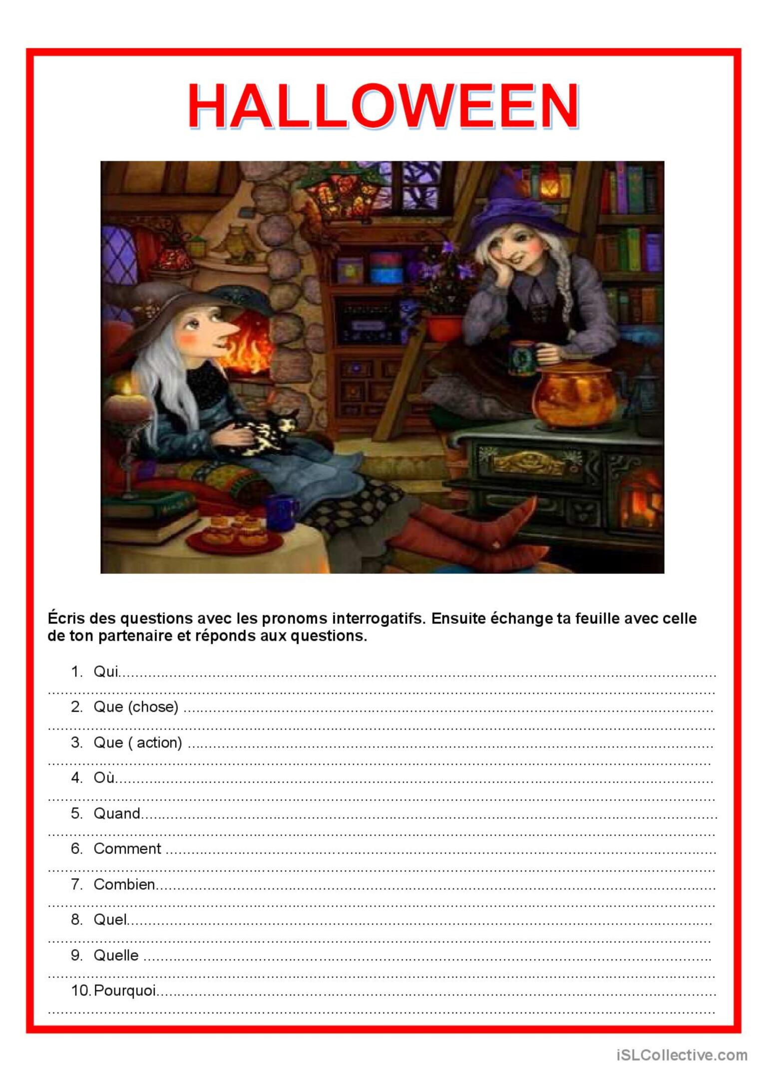 Travail Deux Halloween Fran Ais Fle Fiches Pedagogiques Pdf Doc