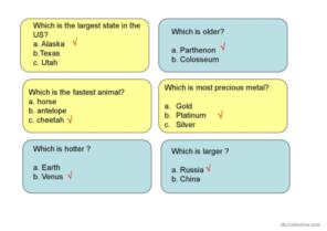 QUIZ - Comparative and superlative forms