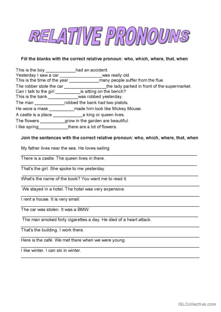 Relative pronouns general gramma…: English ESL worksheets pdf & doc