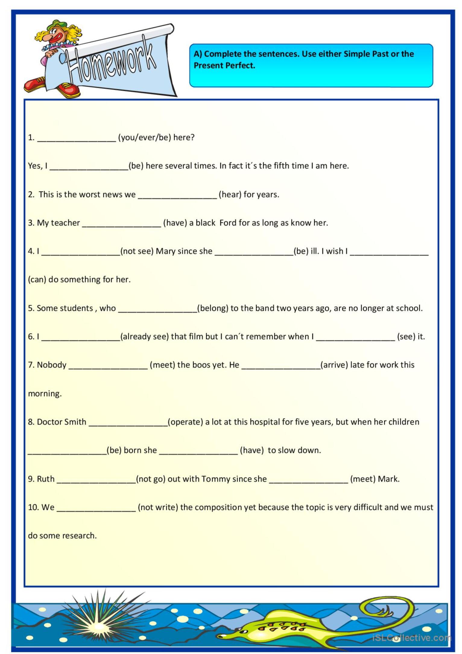 Simple Past vs Present Perfect: English ESL worksheets pdf & doc