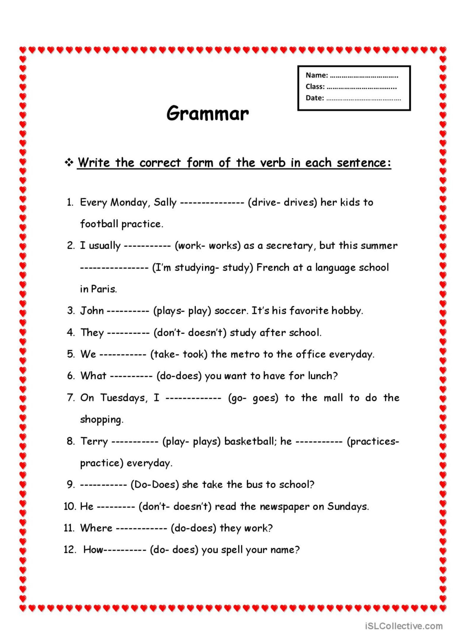 grammar sheet general gramma…: English ESL worksheets pdf & doc