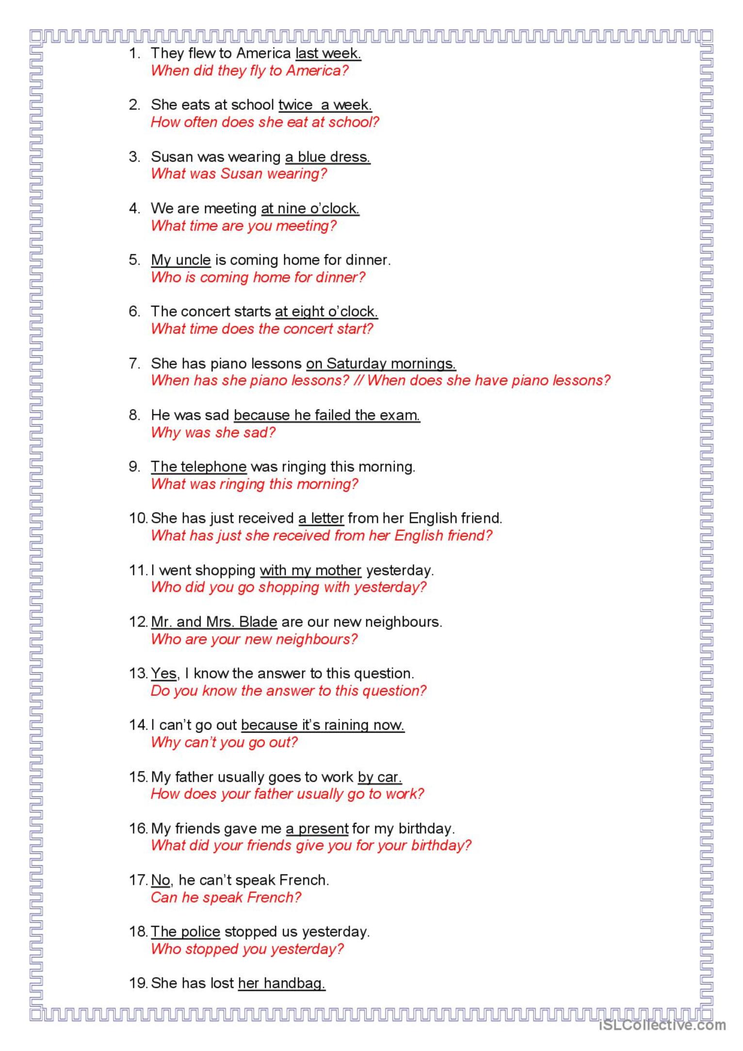 Wh questions: English ESL worksheets pdf & doc