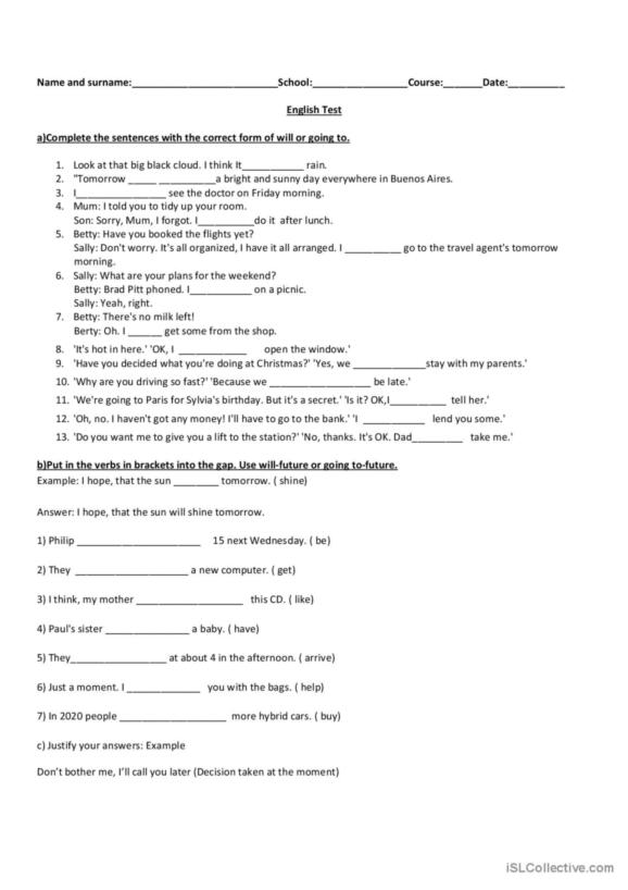 8,017 Will English ESL worksheets pdf & doc