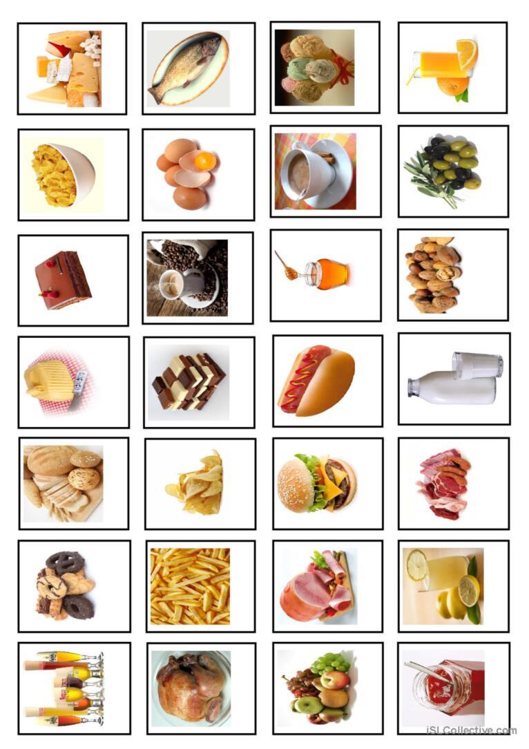 FOOD and DRINKS - Cards vocabulary f…: English ESL worksheets pdf & doc