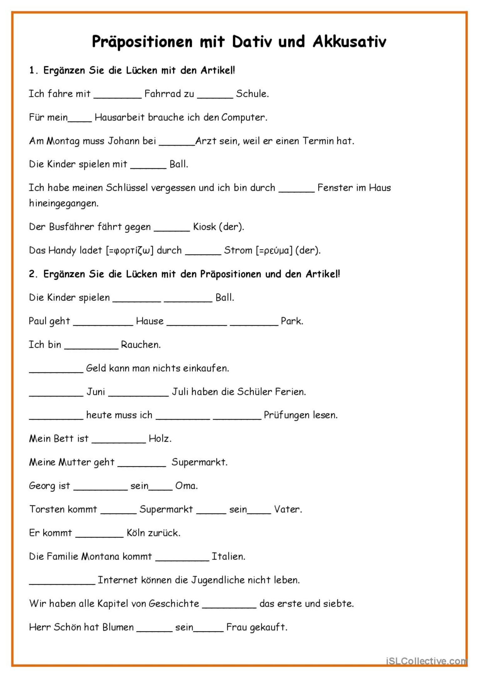 Präpositionen Allgemein… Deutsch Daf Arbeitsblätter Pdf And Doc