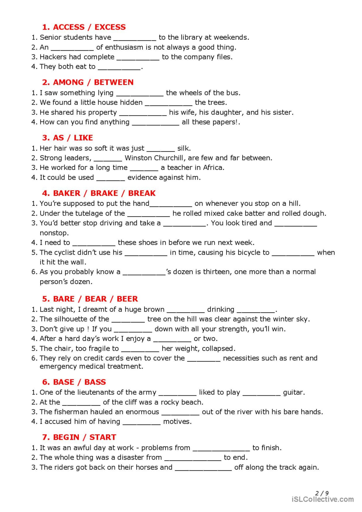 Confusing Words - part 2 general gra…: English ESL worksheets pdf & doc