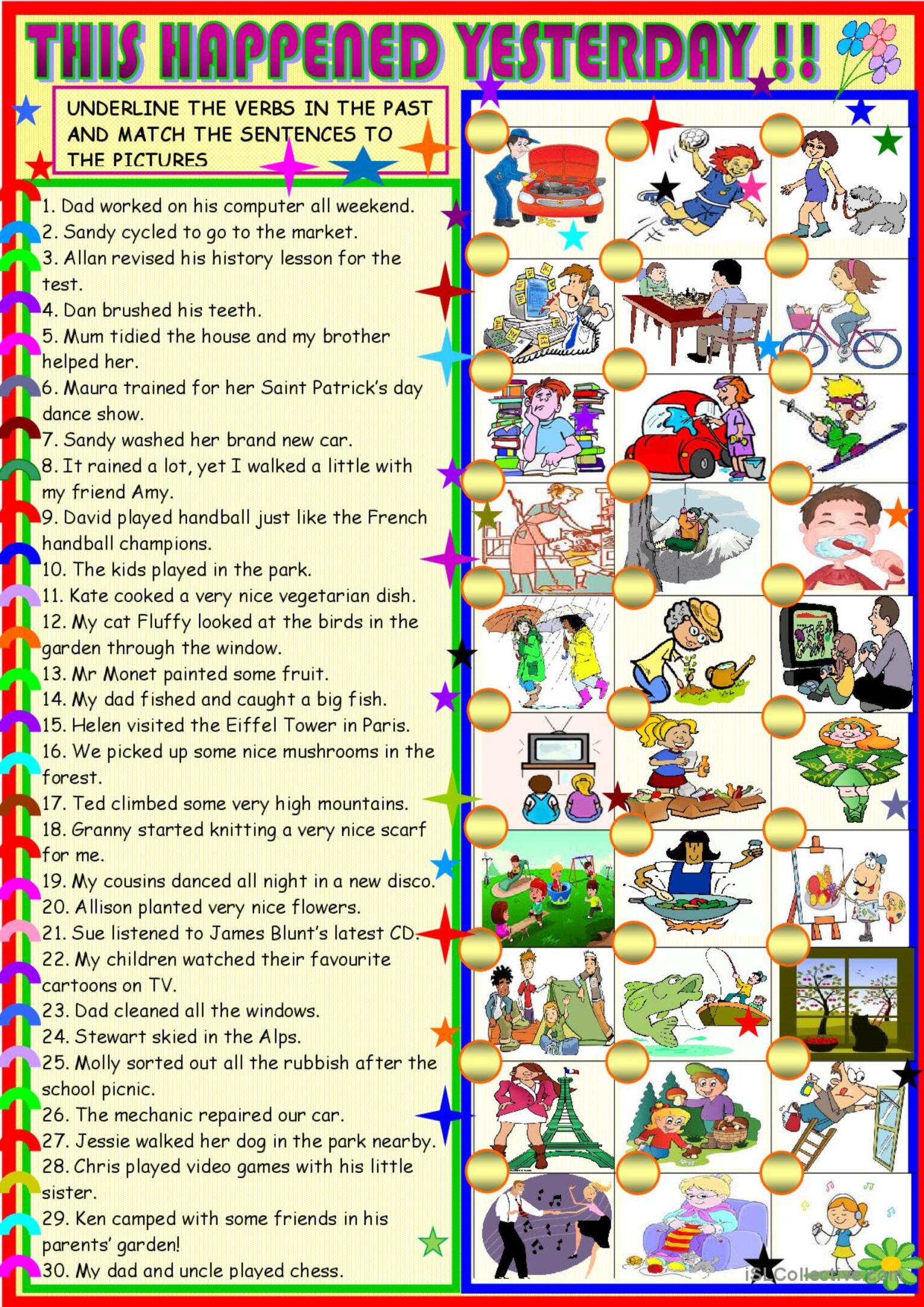 This happened yesterday : past simpl…: English ESL worksheets pdf & doc