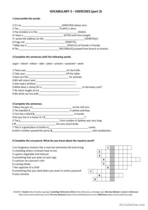 Vocabulary 2 - exercises 2 (international version)