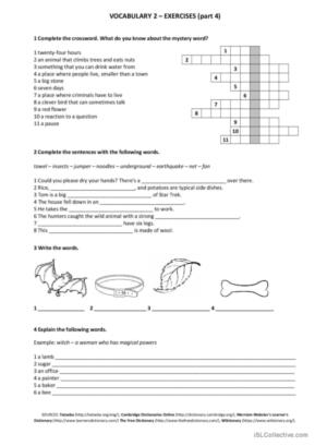 Vocabulary 2 - exercises 4 (international version)