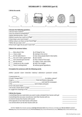 Vocabulary 2 - exercises 6 (international version)