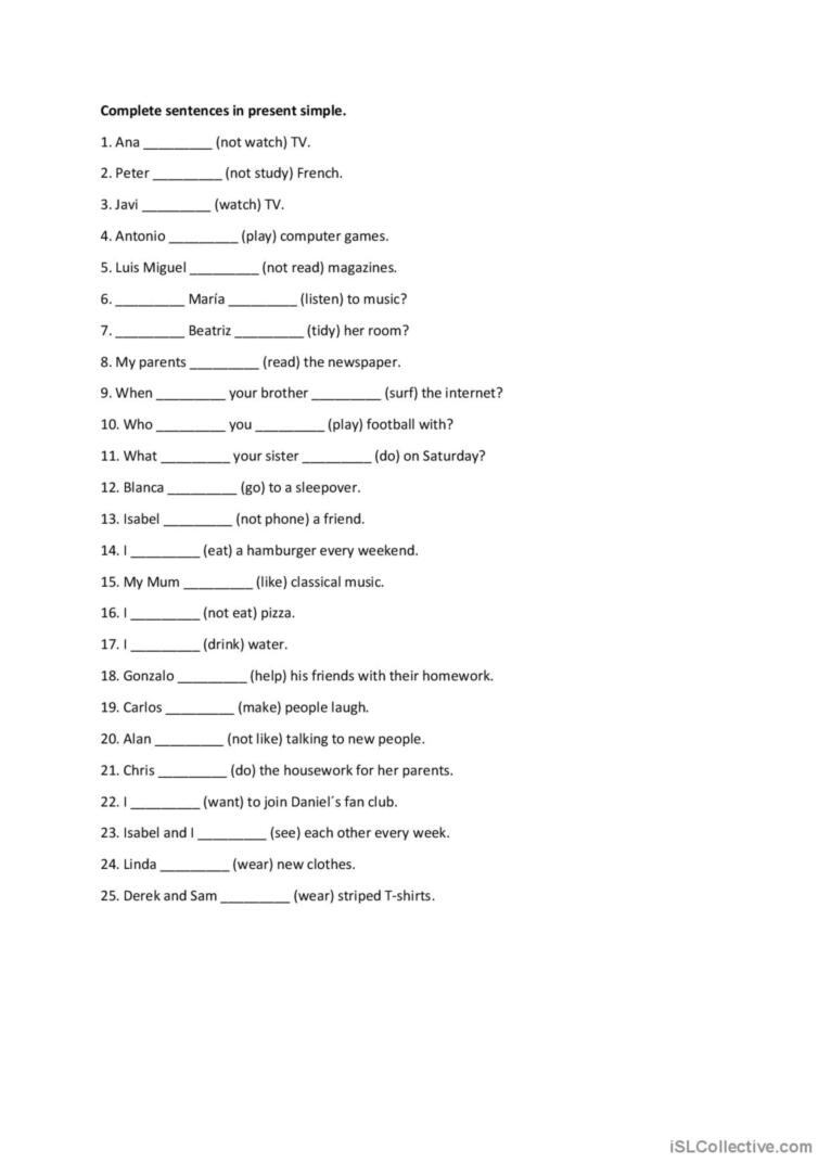 Present simple and Present continuous simple exercises