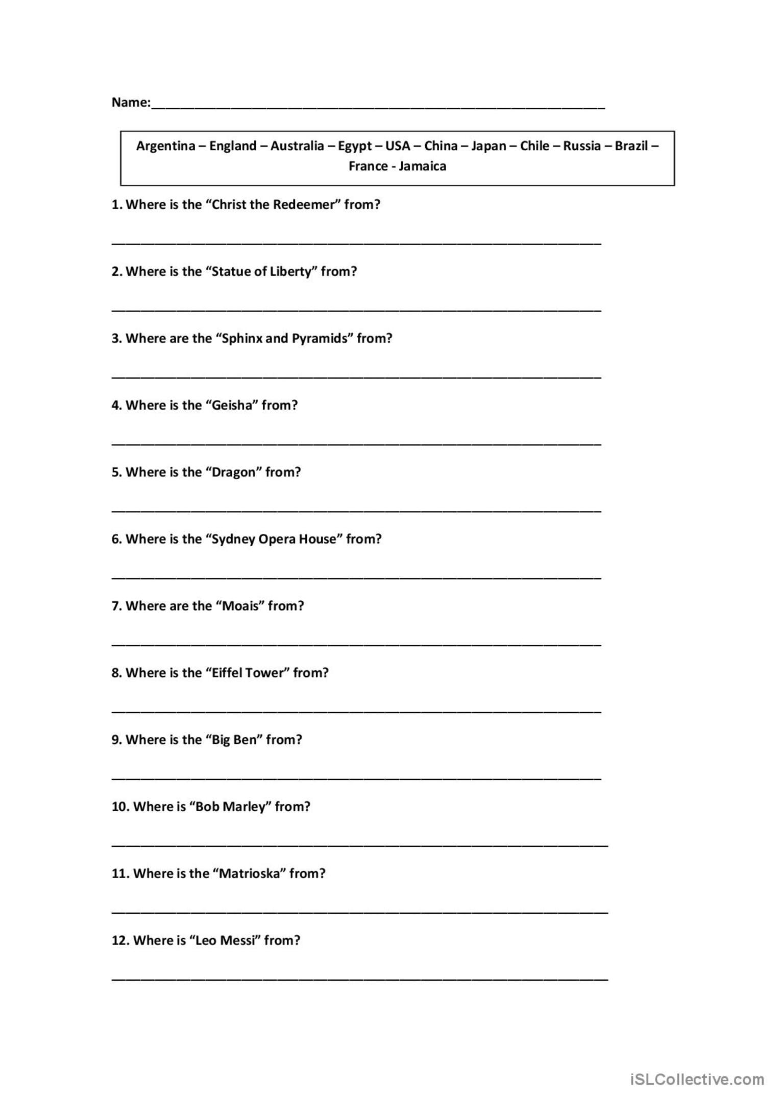 Countries And Nationalities: English Esl Worksheets Pdf & Doc