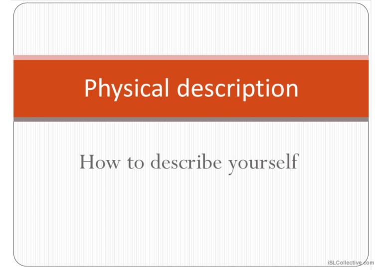 How To Describe Yourself English ESL Powerpoints