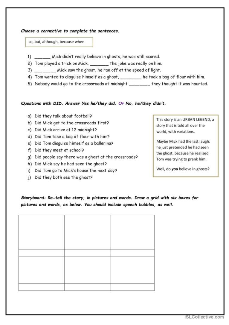 RC: The Ghost at the Crossroads read…: English ESL worksheets pdf & doc