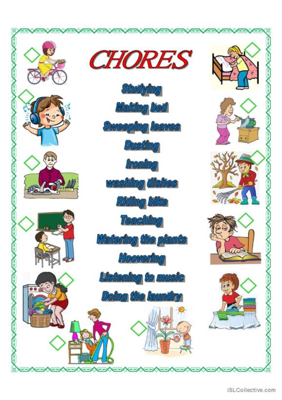 167 Chores English ESL worksheets pdf & doc