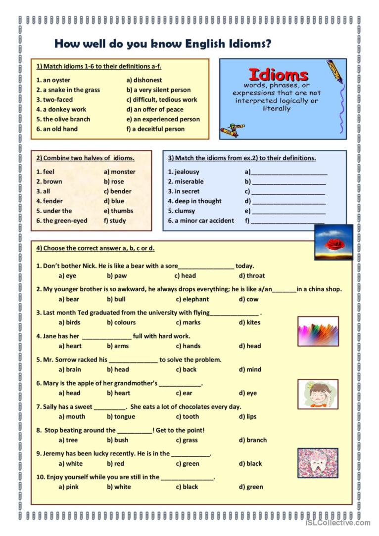 How Well Do You Know English Idioms English ESL Worksheets Pdf Doc