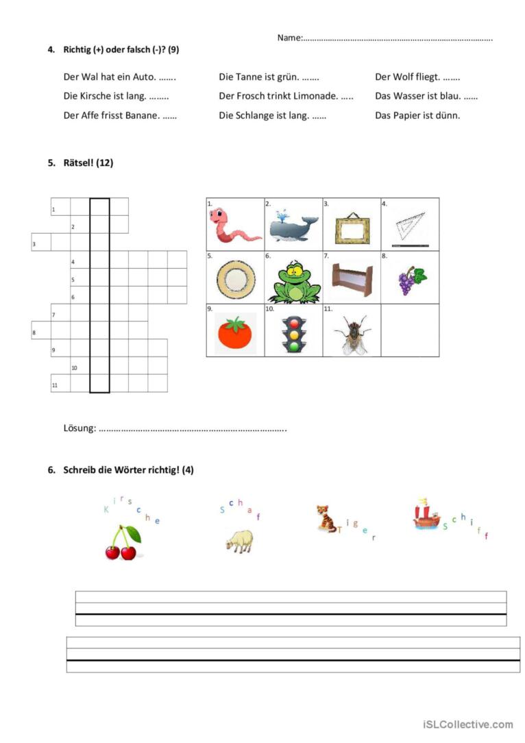 Die Buchstaben a, e, sch, ie, w