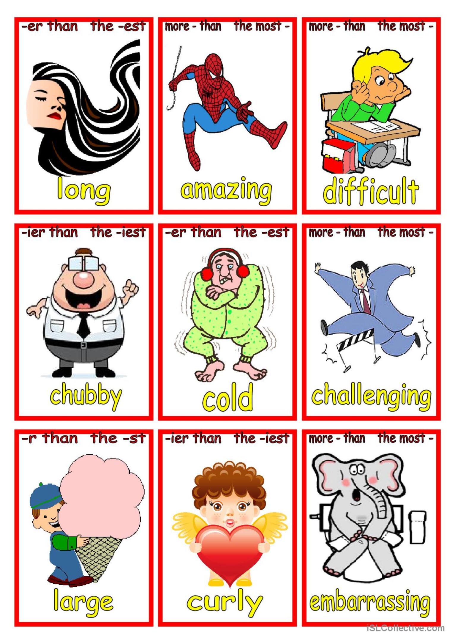 Comaparatives and Superlatives cards…: English ESL worksheets pdf & doc