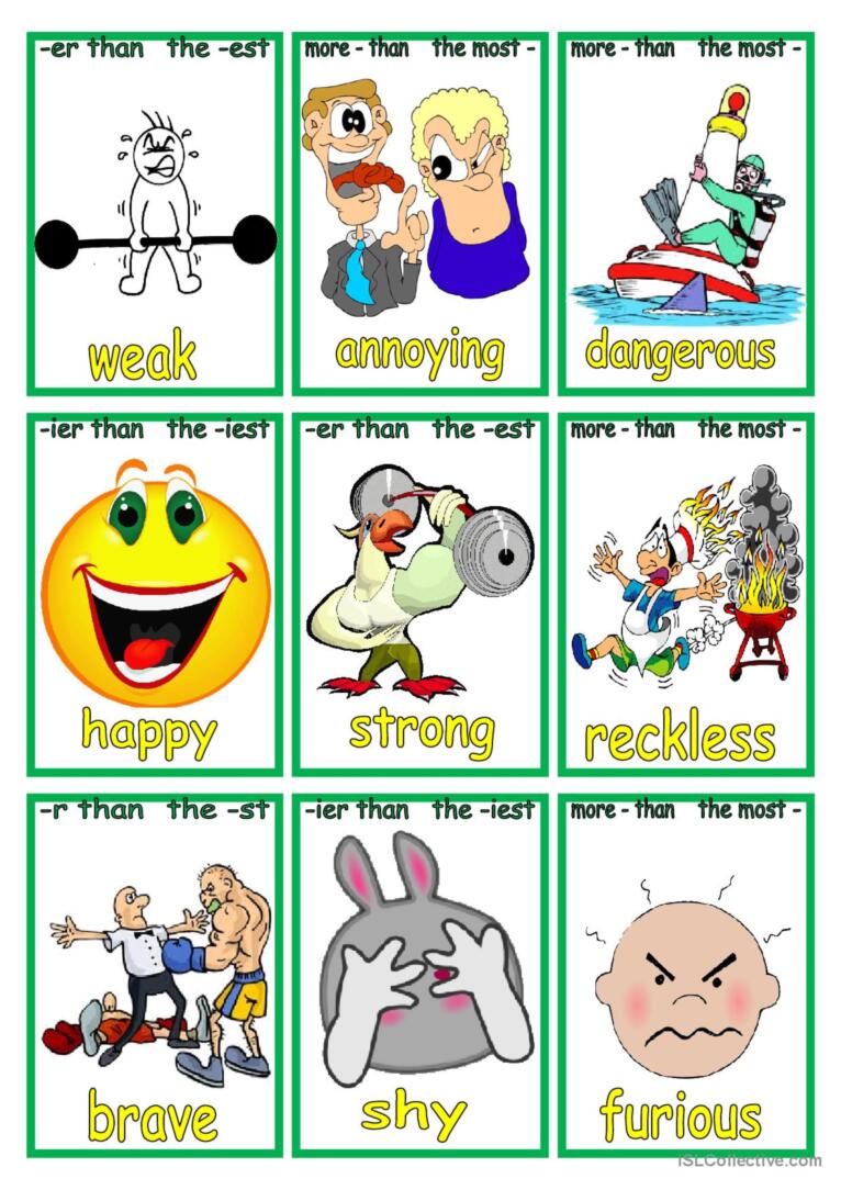 Comaparatives and Superlatives cards…: English ESL worksheets pdf & doc