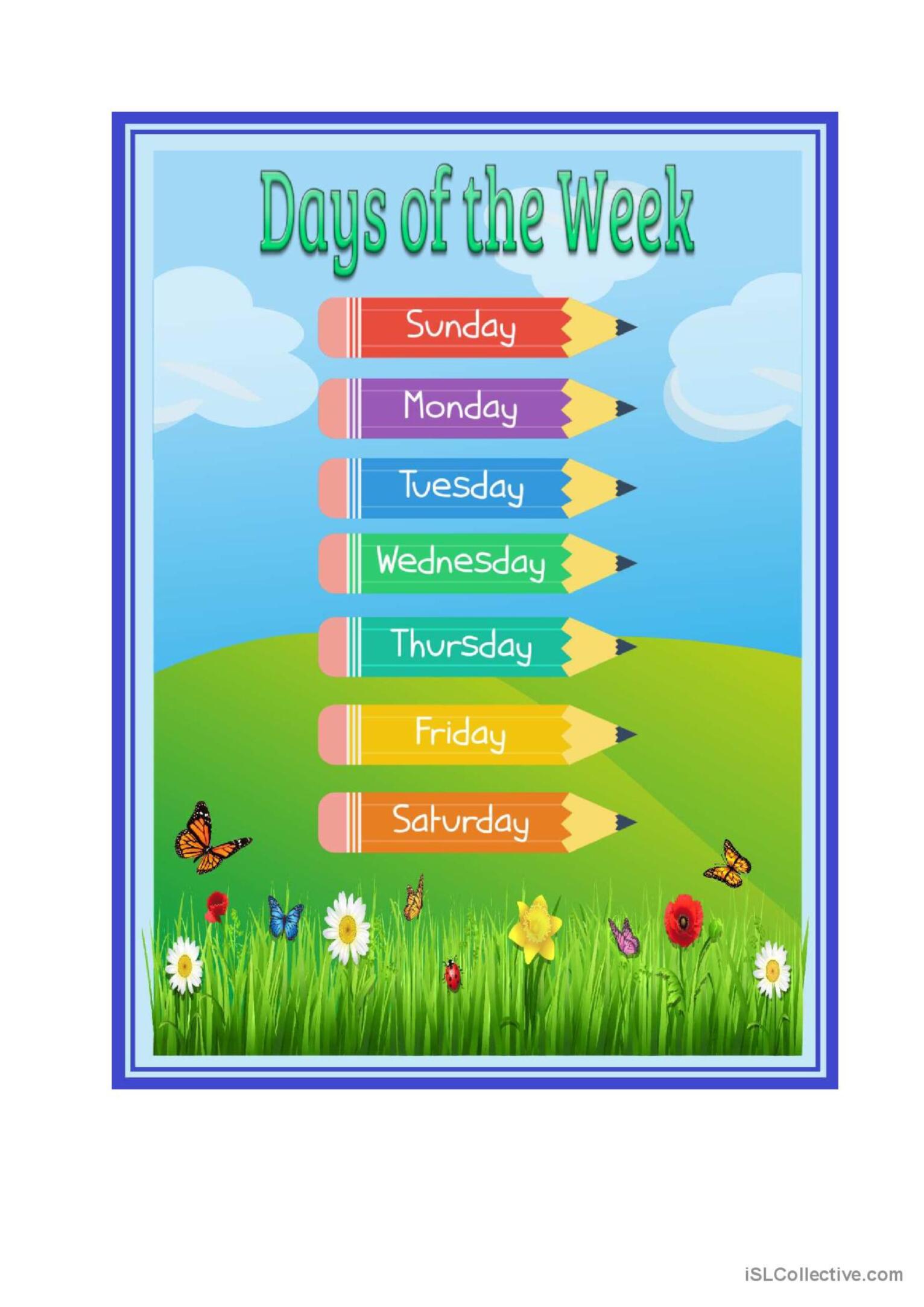 vocabulary days of the week