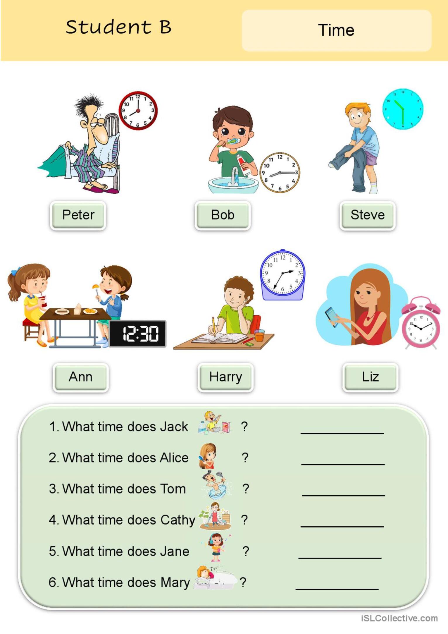 Telling The Time And Daily Routines… English Esl Worksheets Pdf And Doc