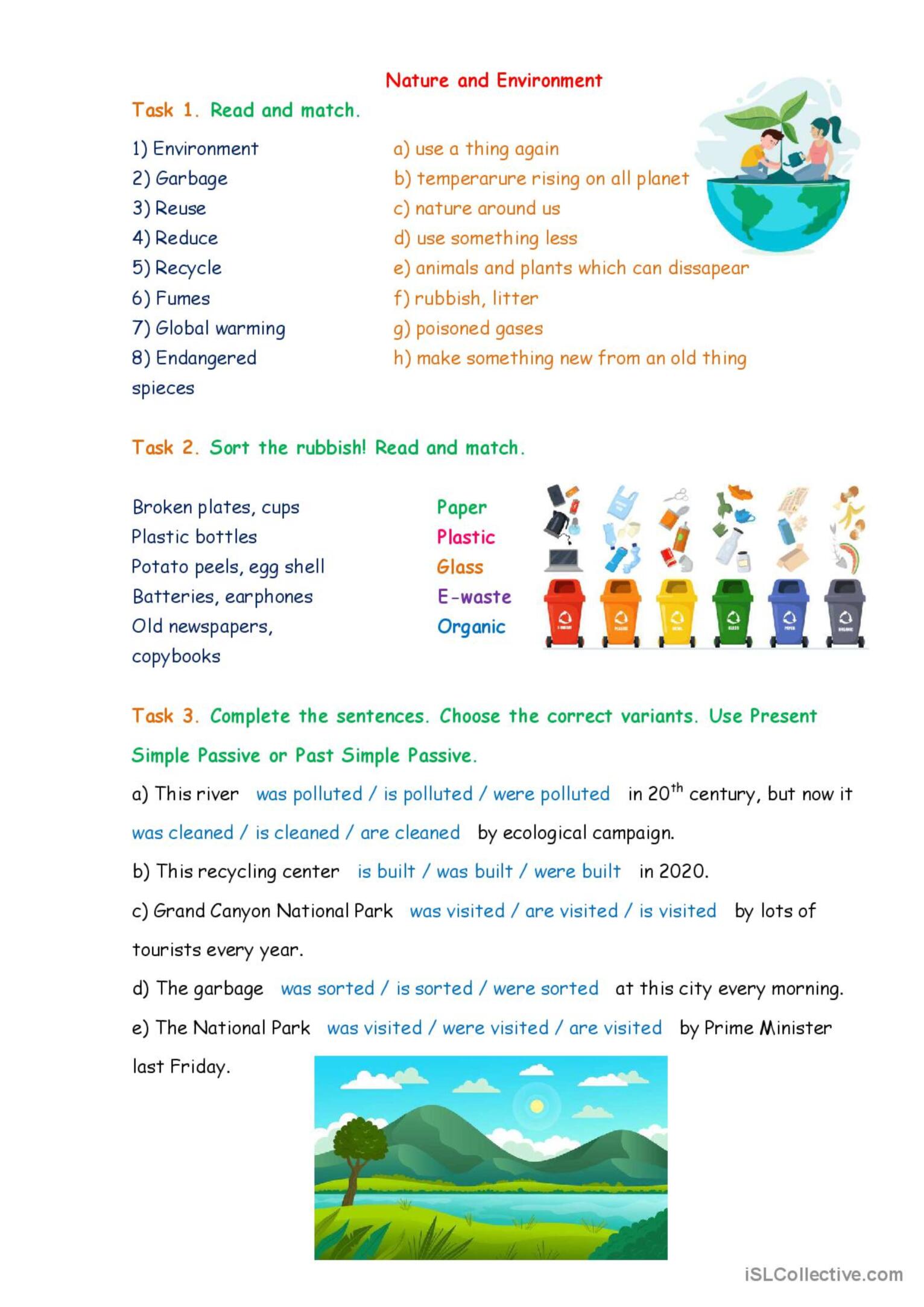 Nature and environment. Passive Voic…: English ESL worksheets pdf & doc