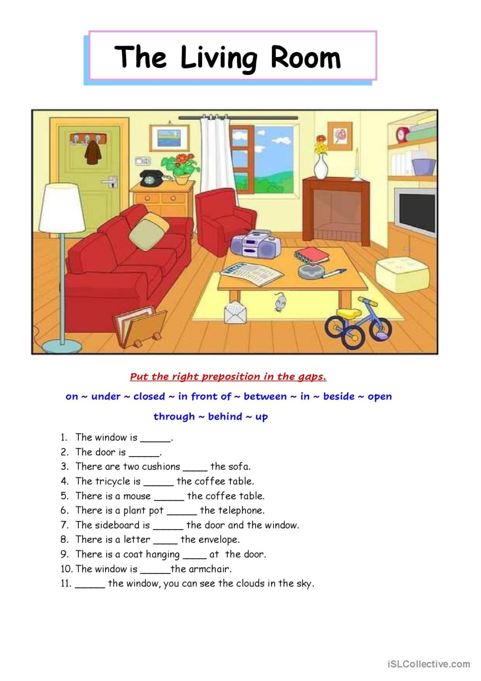 Prepositions of place with bedrooms…: English ESL worksheets pdf & doc