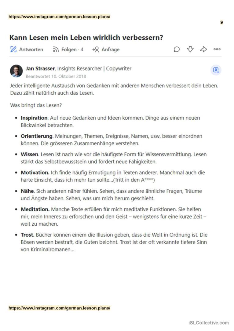 Lesen, Warum Lesen wichtig ist