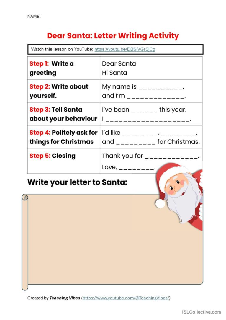 How to Write a Letter to Santa in 5 Steps - Elementary Level with Video